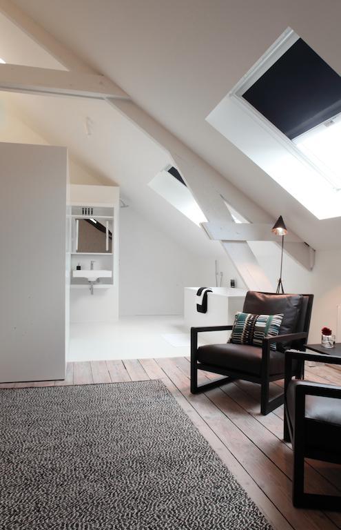 Maison Nationale City Flats & Suites Antwerpen Ruang foto A modern attic apartment